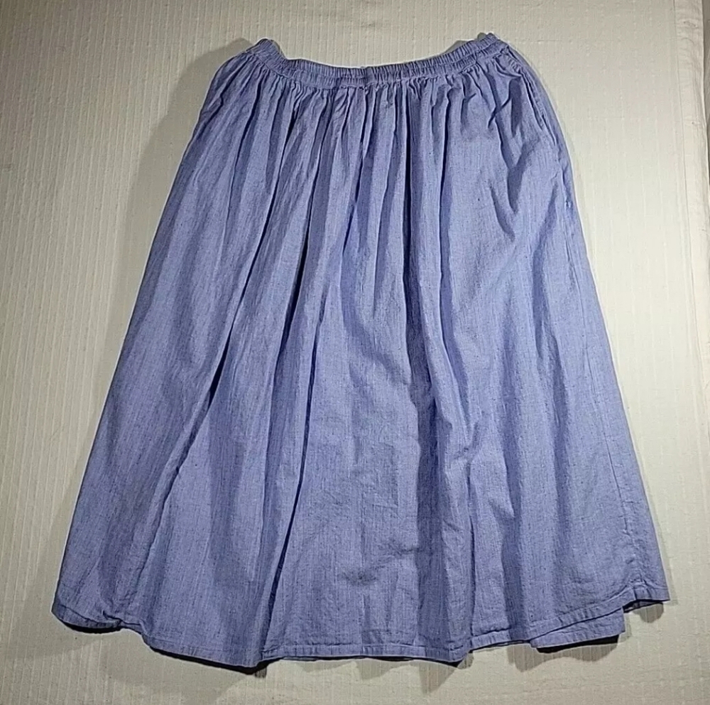 Vintage Chandni 1X Midi Skirt Blue A-Line